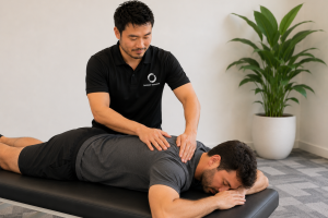 Physio - working on shoulder of male patient